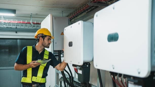 10kW Hybrid Inverter angled wall perspective