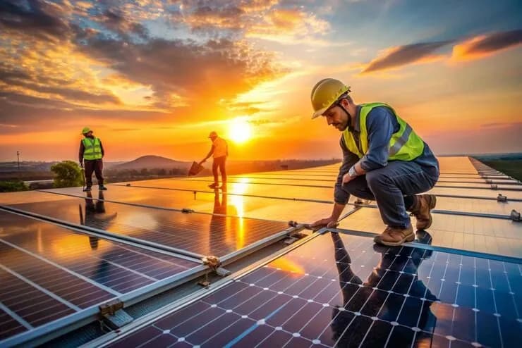 Noor Solar Energy engineering team conducting QA inspection